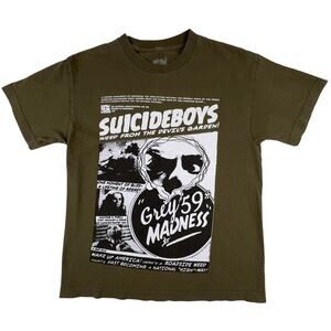 G59 $uicideboy$ Grey59 Madness Reefer Graphic T-Shirt Olive Green M